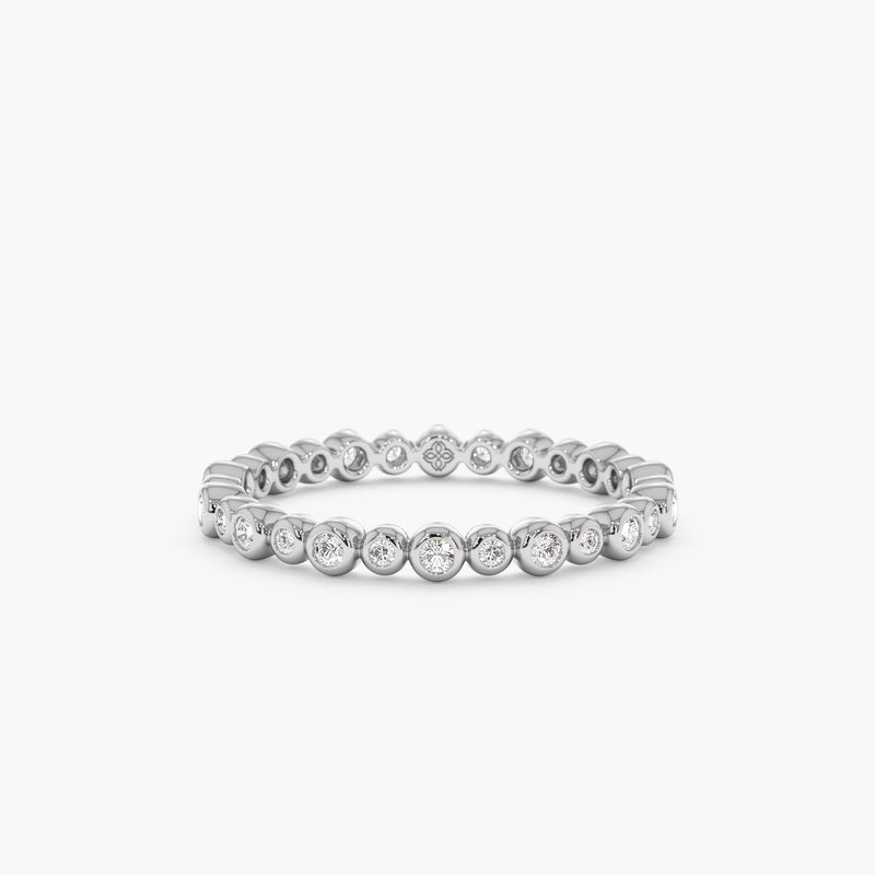 White Gold Diamond Alternating Bezel Ring