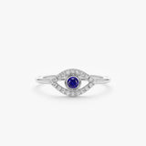 White Gold Diamond Sapphire Evil Eye Ring