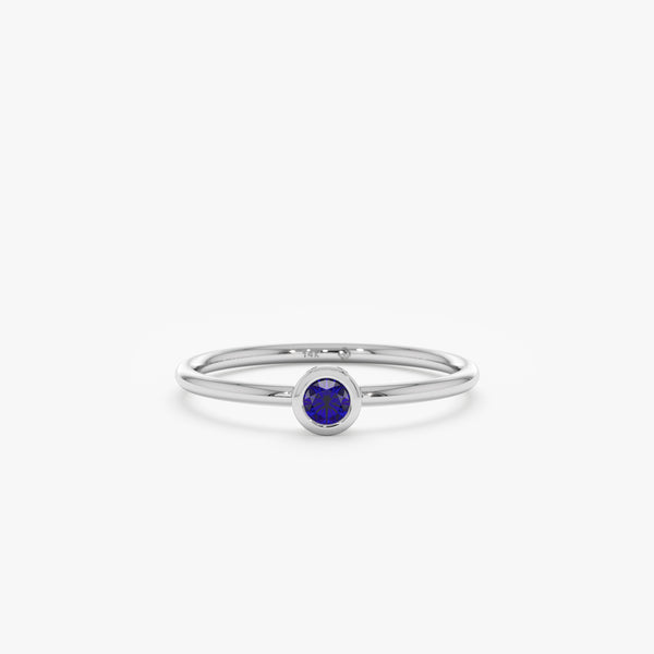 White Gold Minimalist Blue Sapphire Ring