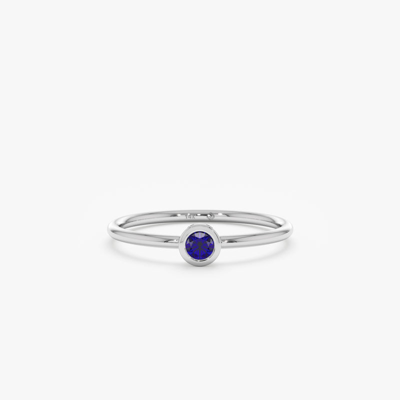 White Gold Minimalist Blue Sapphire Ring