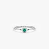 White Gold Emerald Bezel Ring