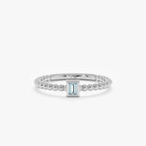 white gold aquamarine bead ring