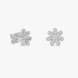 Dainty White Gold Diamond Daisy Stud Earrings