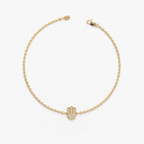 Solid Gold Natural Diamond Hamsa Bracelet
