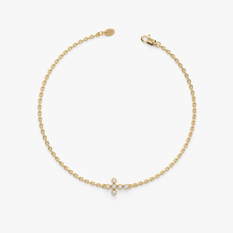 Yellow Gold Diamond Cross Bracelet