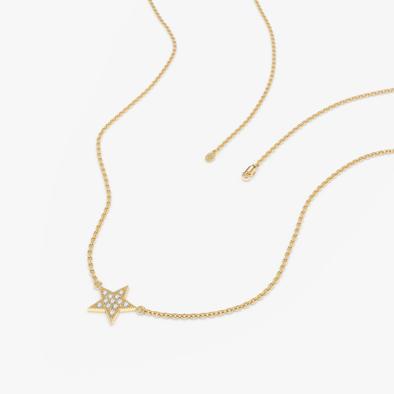 Minimalistic Star Pendant necklace with natural diamonds