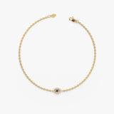 Handmade Solid Gold Diamond and Sapphire Lucky Eye Bracelet