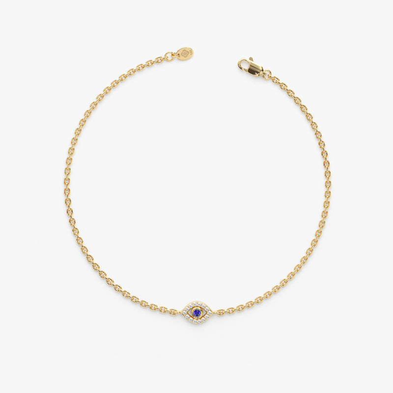 Handmade Solid Gold Diamond and Sapphire Lucky Eye Bracelet