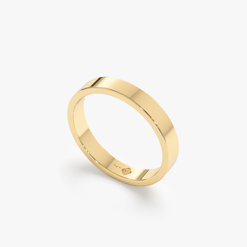 14k Gold Flat Wedding Band 3mm