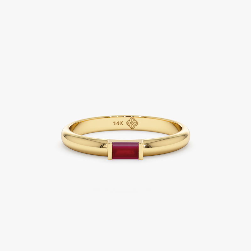Solid Gold Dome Band Ruby Ring
