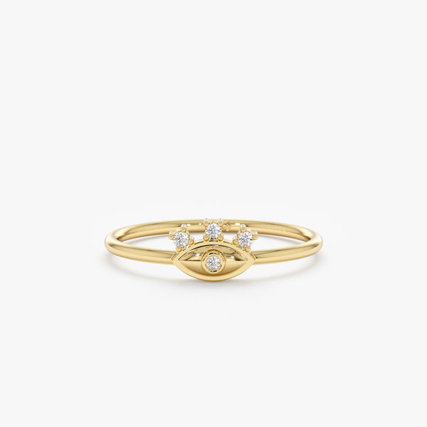 Solid Gold Diamond Evil Eye Ring