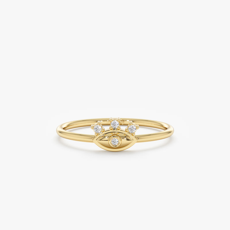 Solid Gold Diamond Evil Eye Ring