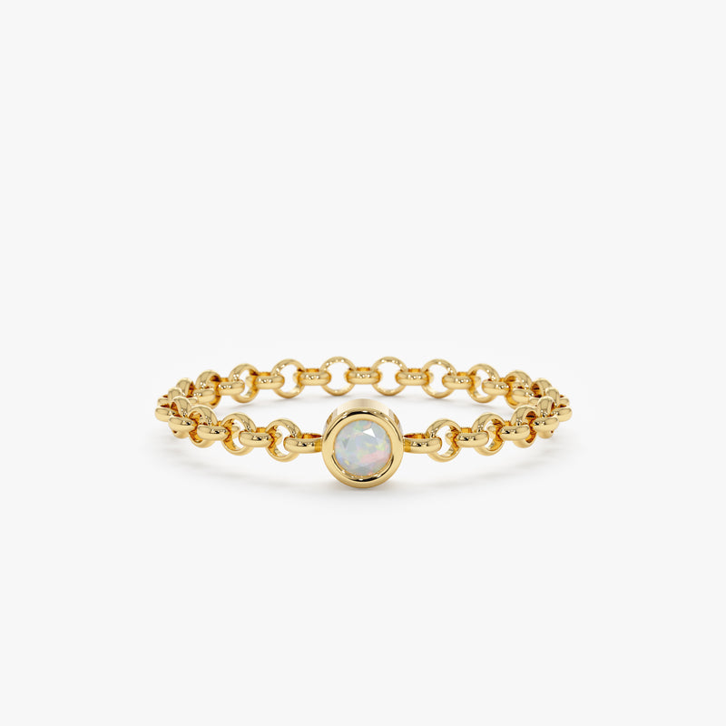 Bezel Opal Chain Ring