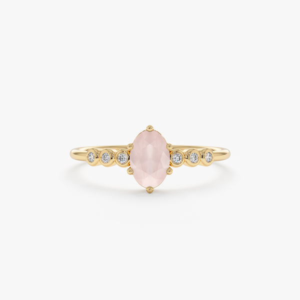 Rose Quartz Diamond Ring