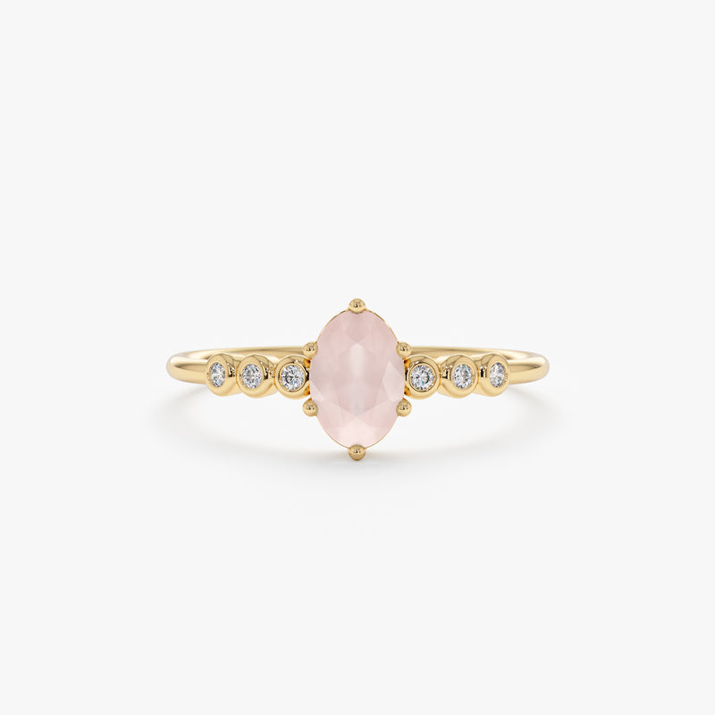 Rose Quartz Diamond Ring