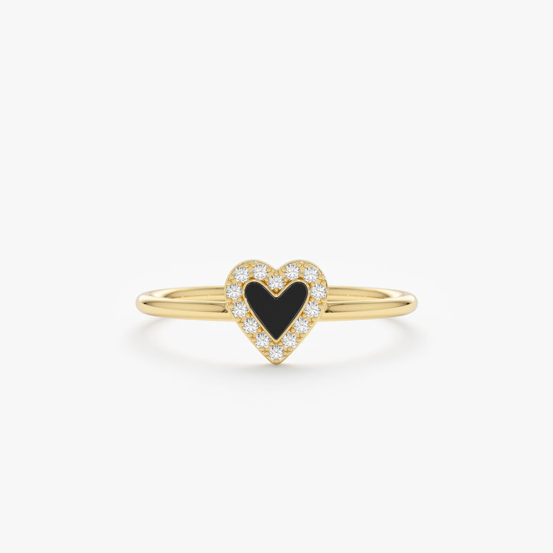Diamond Black Heart Ring