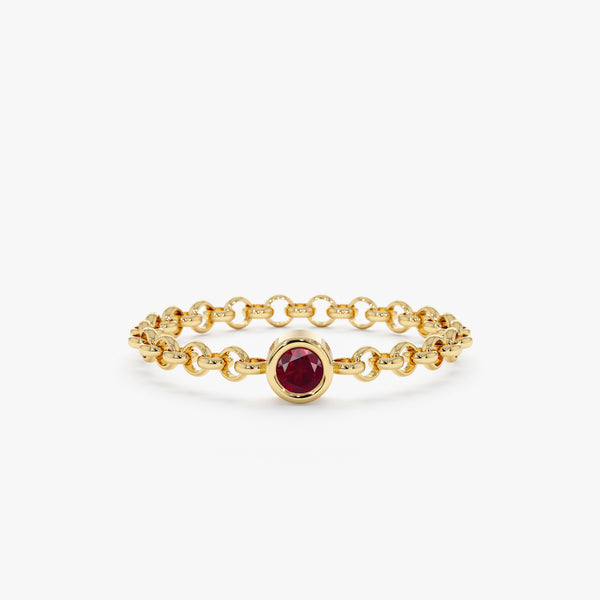 Ruby Bezel Chain Ring