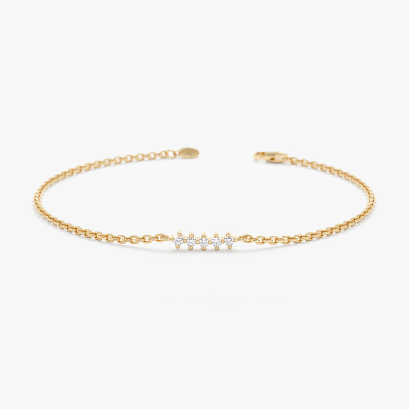 Solid Gold Diamond Cluster Bracelet
