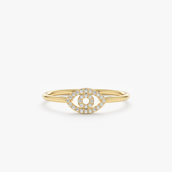 Gold and Diamond Evil Eye Ring
