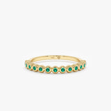 Bezel Emerald Half Eternity Band