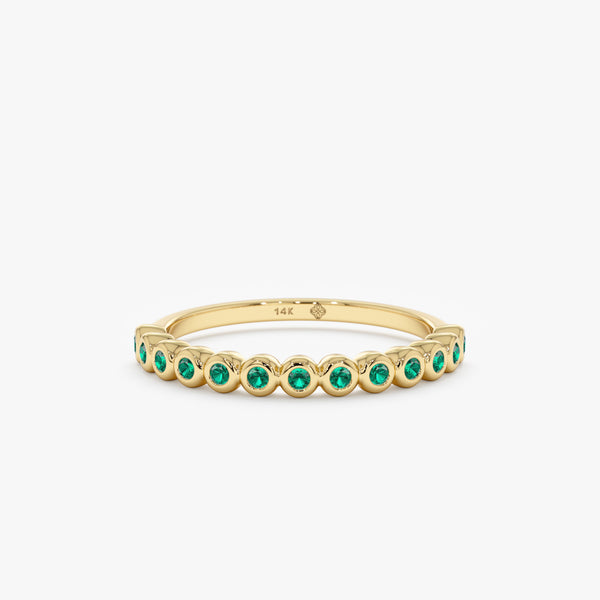 Bezel Emerald Half Eternity Band