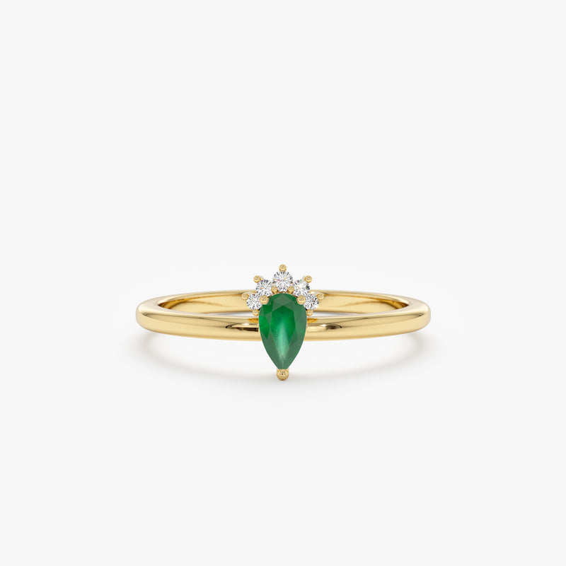 Pear Cut Emerald Ring with Diamonds