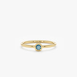 Handmade Gold Blue Diamond Bezel Ring