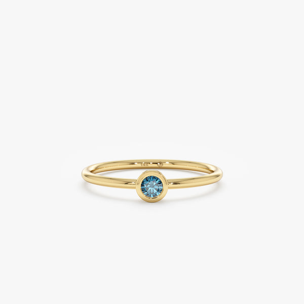 Handmade Gold Blue Diamond Bezel Ring