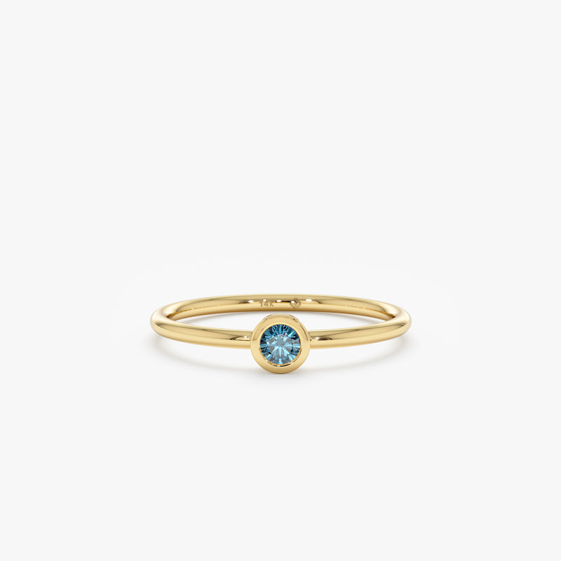 Handmade Gold Blue Diamond Bezel Ring