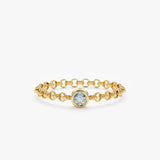 Yellow Gold Aquamarine May Birthstone Ring