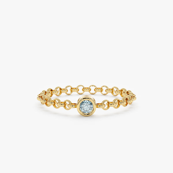 Yellow Gold Aquamarine May Birthstone Ring