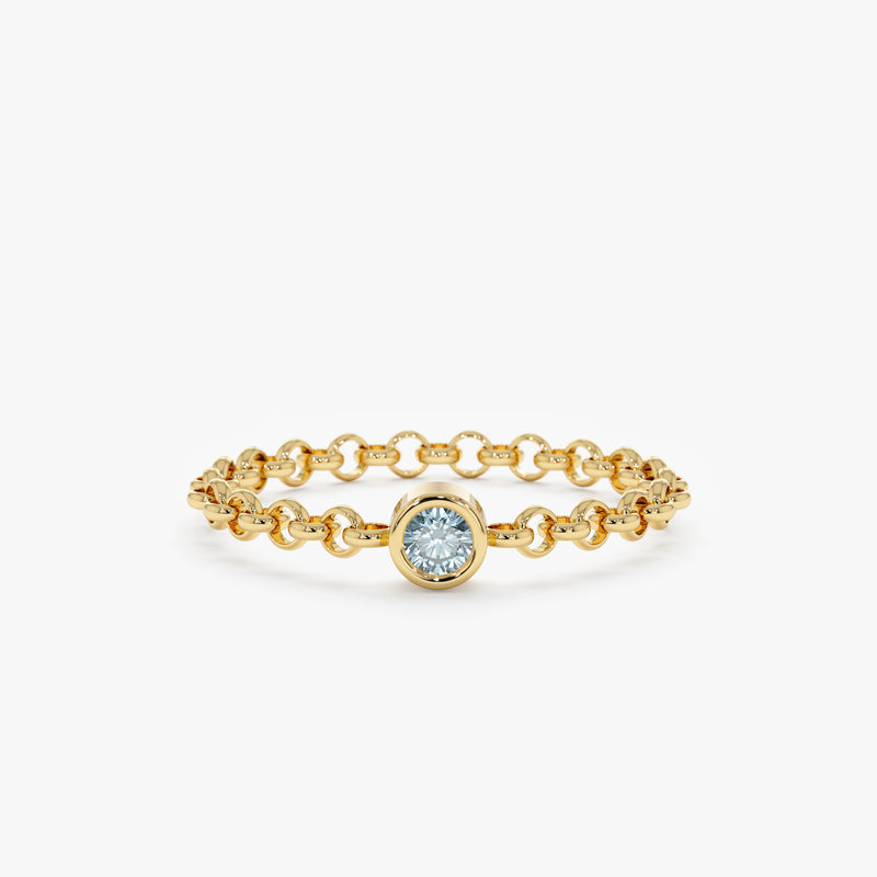 Yellow Gold Aquamarine May Birthstone Ring