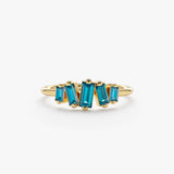Natural Blue Topaz Baguette Ring