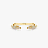 Pave diamond open cuff ring