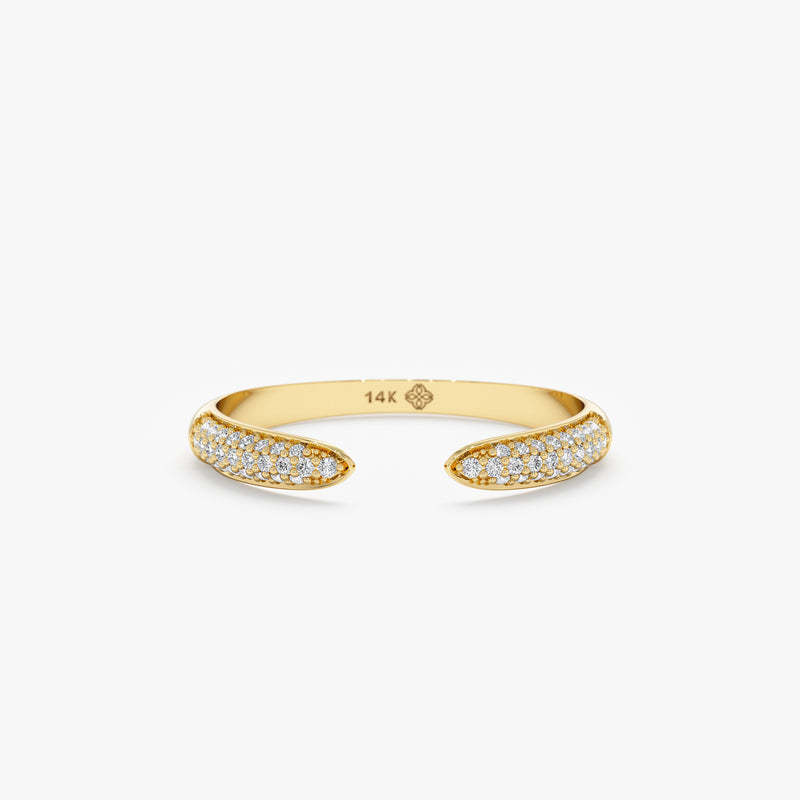 Pave diamond open cuff ring