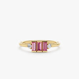 Baguette Pink Sapphire and Round Diamond Ring