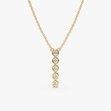 solid gold Vertical Bezel Diamond Bar Necklace