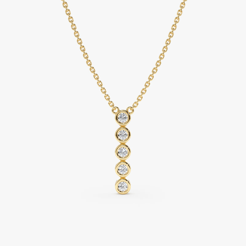 solid gold Vertical Bezel Diamond Bar Necklace