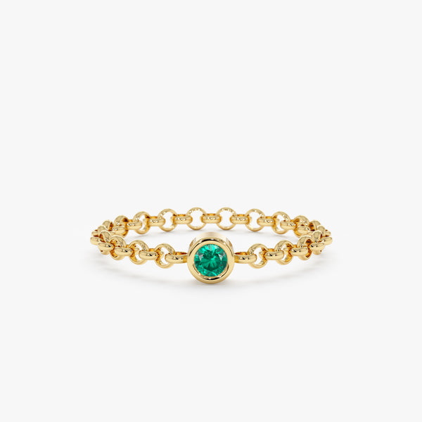 Emerald Bezel Chain Ring