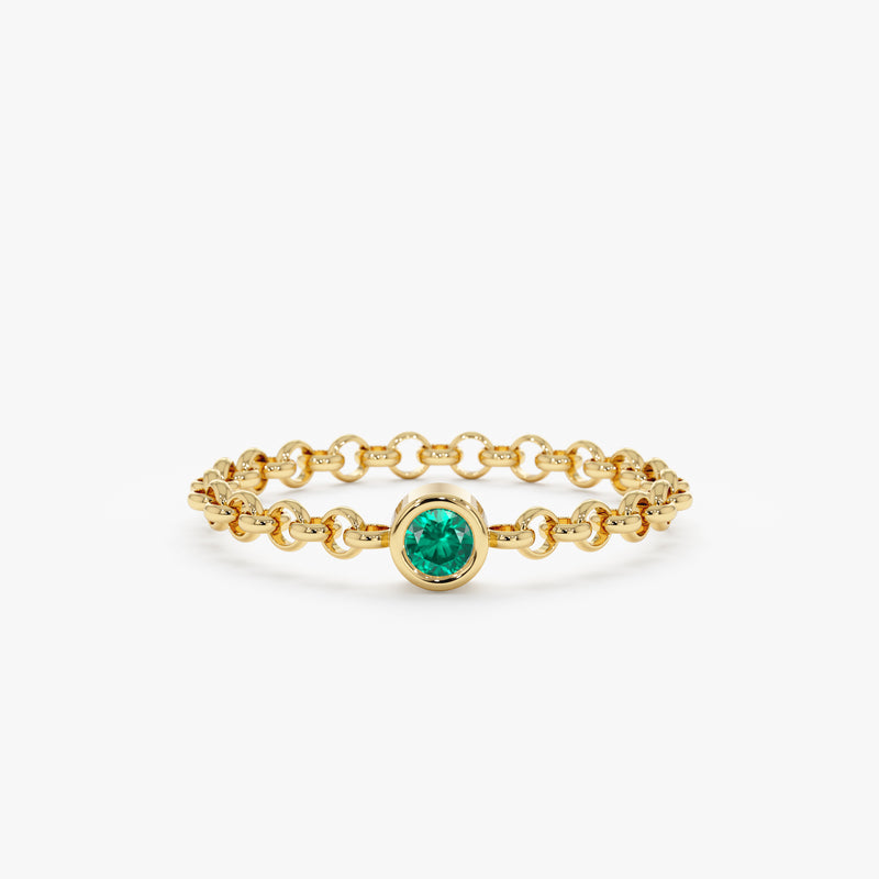 Emerald Bezel Chain Ring