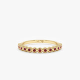 Bezel Ruby Half Eternity Band