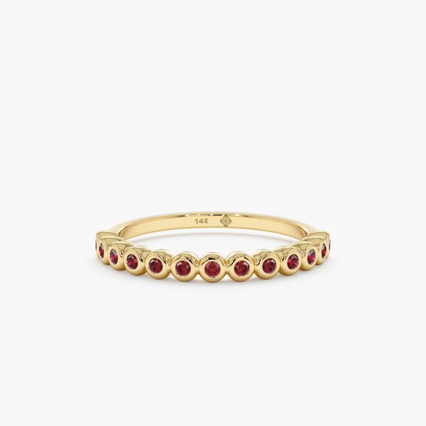 Bezel Ruby Half Eternity Band