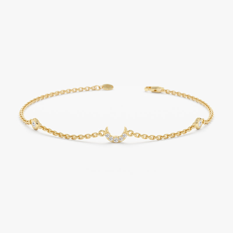 Dainty Diamond Moon Bracelet