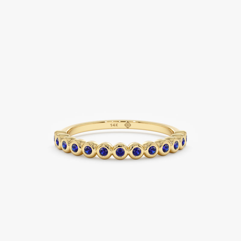 Bezel Sapphire Half Eternity Band
