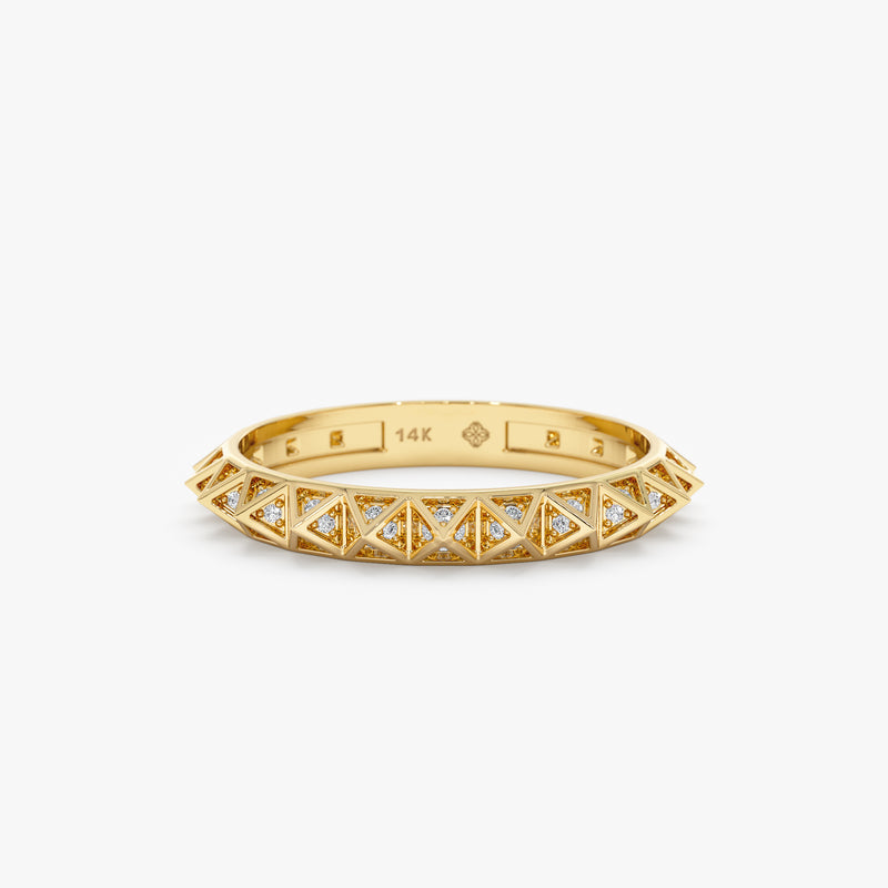 Diamond Pyramid Ring in Yellow Gold
