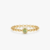 Bezel Peridot Chain Ring