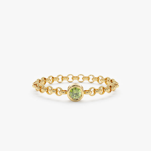 Bezel Peridot Chain Ring