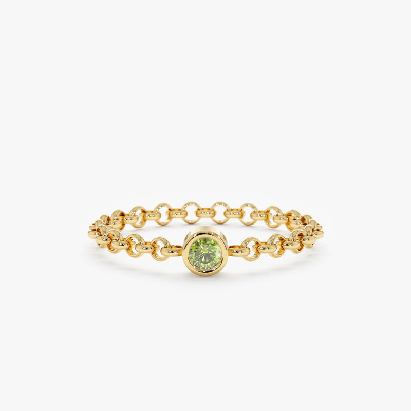 Bezel Peridot Chain Ring