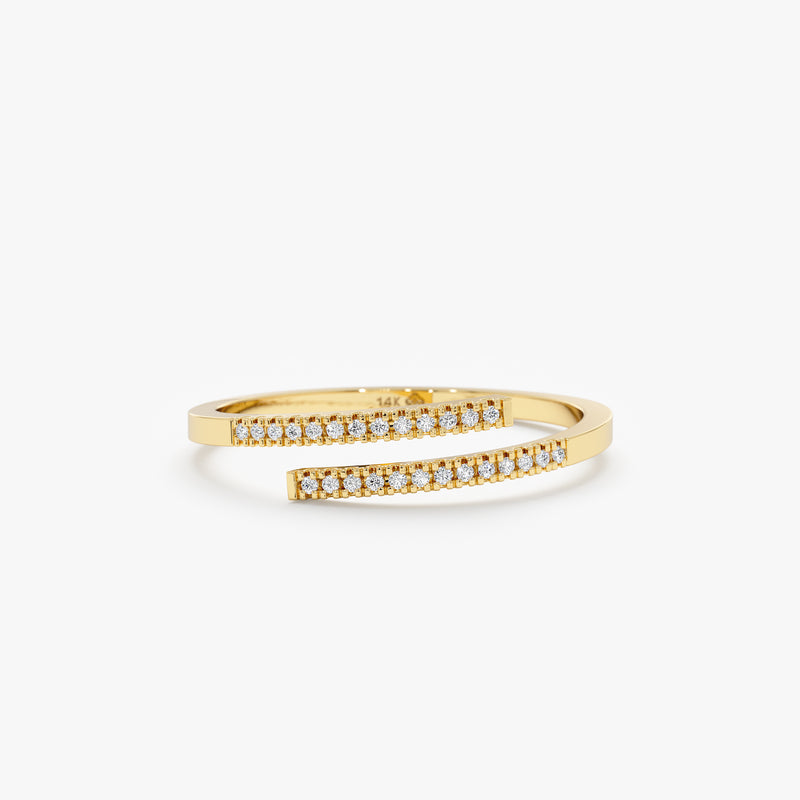 Gold and Diamond Half Spiral Ring