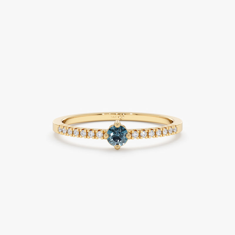 Blue Topaz and Diamond Ring